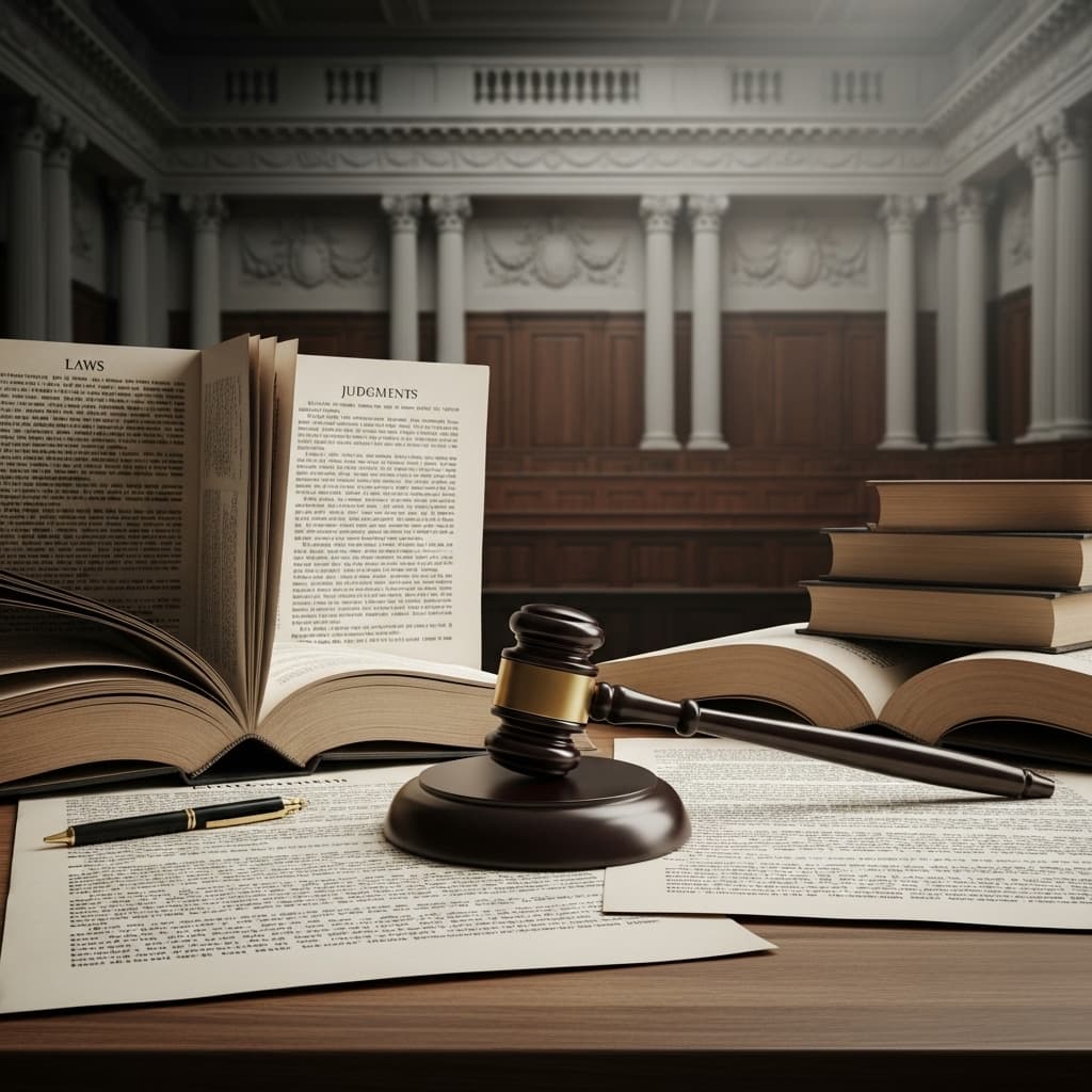 Mesa con documentos y leyes de derecho civil